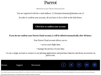 Your Parrot.Cloud account has been created