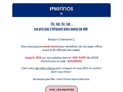 Rappel 🚨​ Vos Soldes Merinos se terminent bientôt !