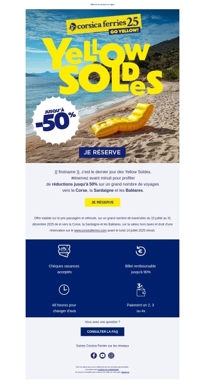 🌞 DERNIER JOUR : jusqu'à -50% pour votre prochaine réservation ! 🌞