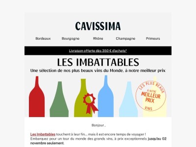 🍷 Nos meilleurs prix sur de grands vins du Monde - Derniers jours !