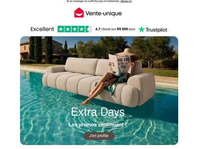 EXTRA DAYS ☀️ Les promos continuent !