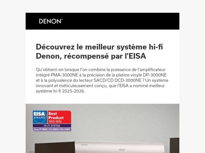 Découvrez la chaîne hi-fi Denon, récompensée par l'EISA.