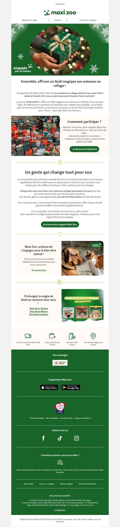 Ensemble, offrons un Noël magique aux animaux en refuge ! 🐾 