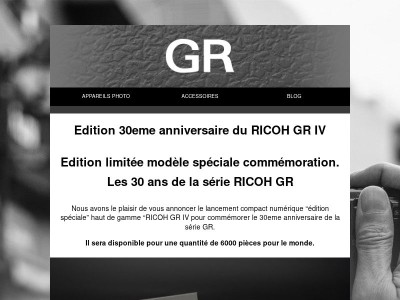Edition 30eme anniversaire du RICOH GR IV