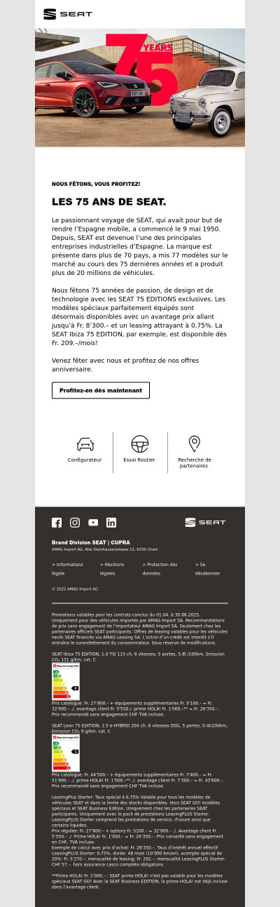 NOUS FÊTONS, VOUS PROFITEZ! LES 75 ANS DE SEAT.