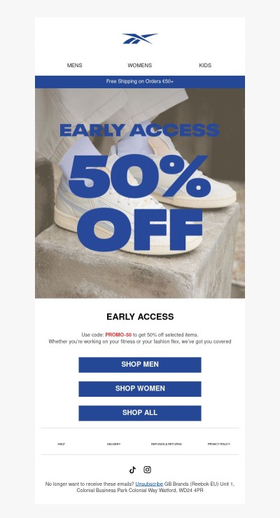 Enjoy 50% Off with Autumn/Winter Early Access