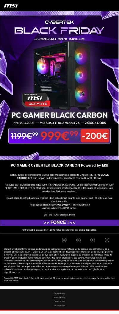 Le PC BLACK CARBON de CYBERTEK pour jouer en 1440P à moins de 1000 EUR !