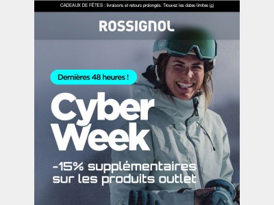 ⏰Cyber week : Dernières 48h pour profiter de -15% supp. !