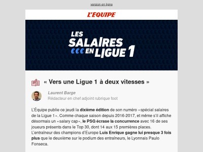 Découvrez notre dossier salaires de la Ligue 1