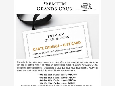 Jusqu'à 100€ en carte cadeau