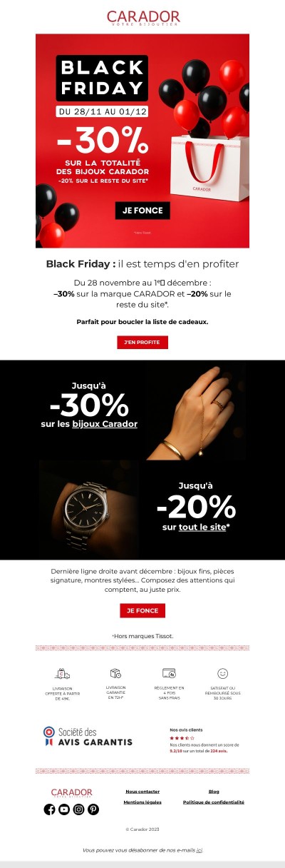 Black Friday : –30% sur les bijoux CARADOR & –20% sur le site 🖤