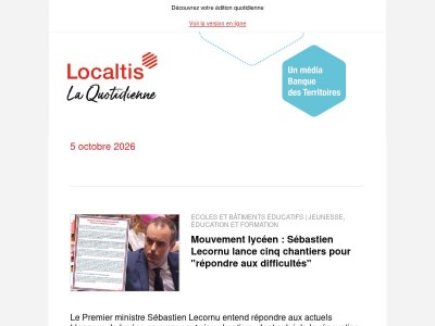 Actualités Localtis du mardi 6 octobre 2026