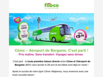 NOUVEAU : Côme → Aéroport de Bergame