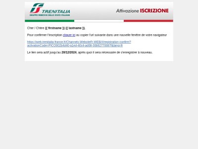 Trenitalia.com Activation de votre Espace Réservé