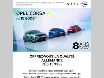 Essayez Opel Corsa dès 15 900 €