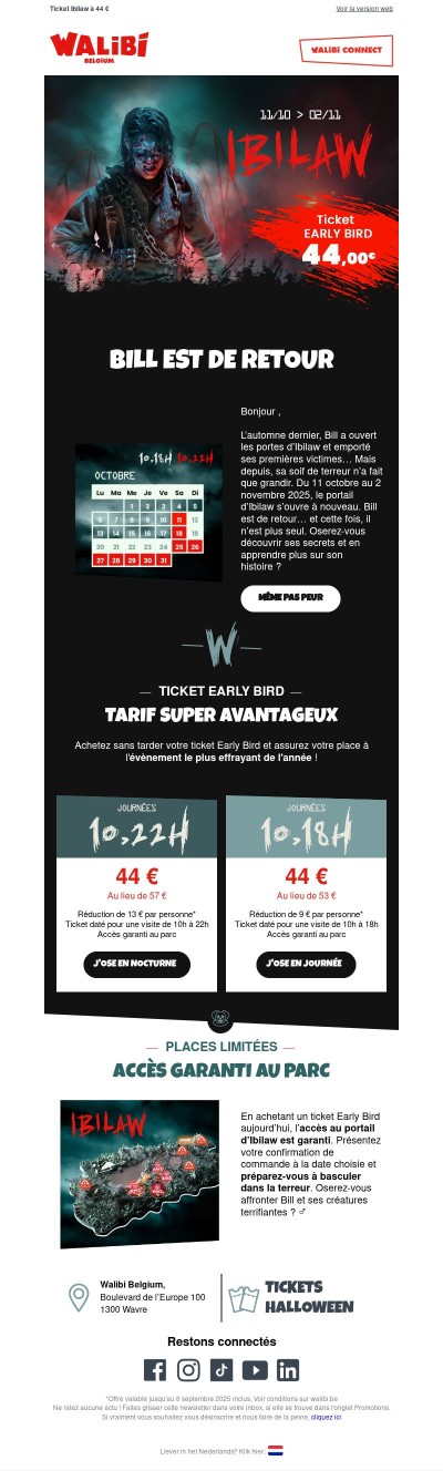 ⏰ Dernière chance ! Fin des ventes Early Bird Halloween ce lundi