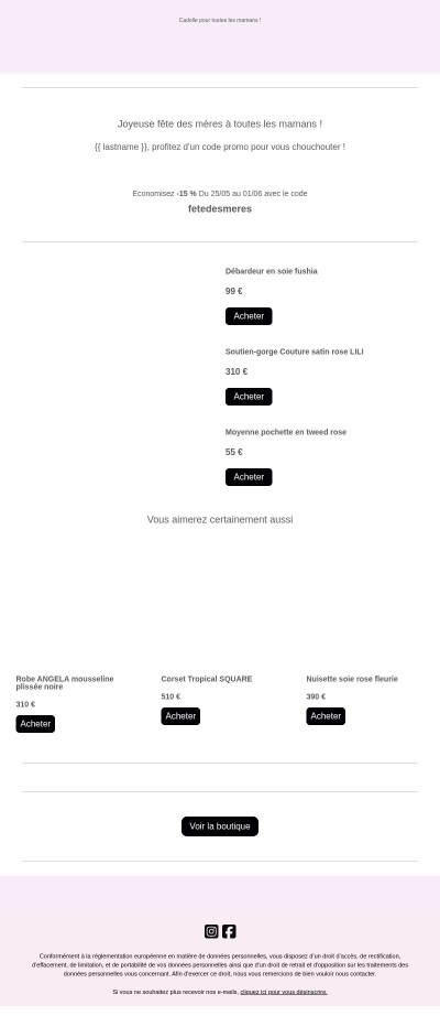 Joyeuse fête des mères {{ lastname }} !