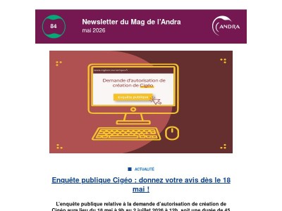 Newsletter de l'Andra : Enquête publique Cigéo