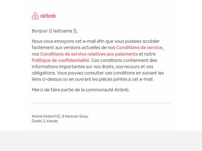 Conditions de service d'Airbnb pour les résidents européens
