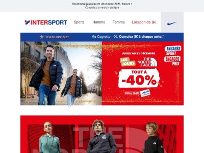 ❄️Les jours The North Face : -40% rien que pour vous !
