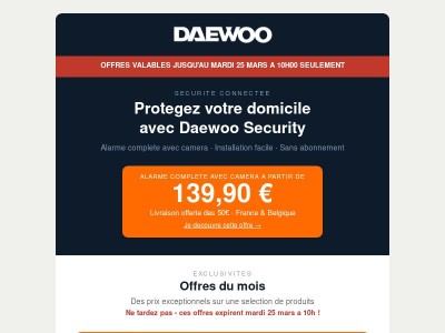 Jusqu'au 25 mars 10h – jusqu'à -300€ sur votre alarme