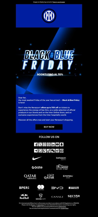 ⚫🔵 Black & Blue Friday: up to 70% off on the Inter World!