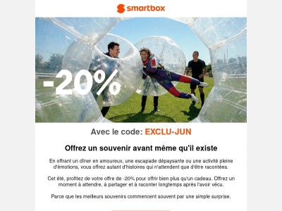 -20% sur le genre de cadeau qui ne s'oublie pas