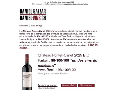 98-100/100 Parker ET 98-100/100 Beck pour Pontet Canet 2025 en primeurs