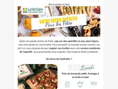 Votre menu apéritif pour les fêtes