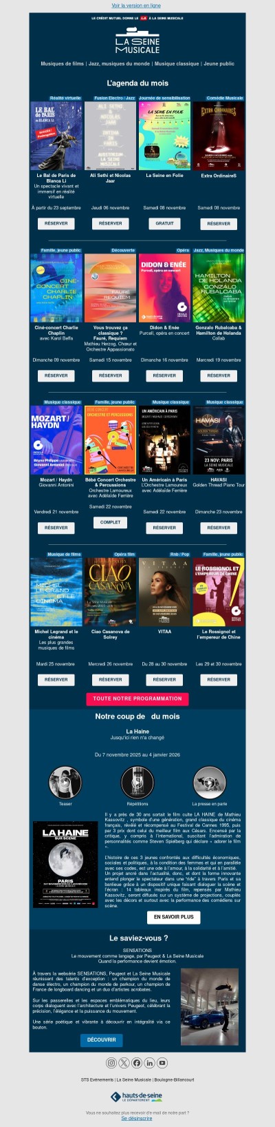Ce mois-ci, réchauffez vos soirées à La Seine Musicale 🍂