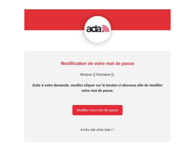 Votre demande de modification de mot de passe