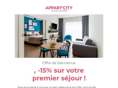 🥰 , -15% sur votre premier séjour !