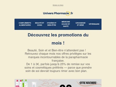 {{ firstname }}, découvrez vite les promotions du mois chez universpharmacie.fr ! 🌟