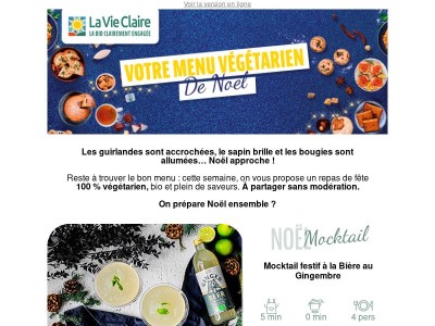 Votre menu végétarien de Noël !