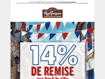 14% de remise sur tout le site pour le 14 juillet 🎆