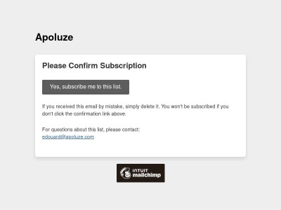 Apoluze: Please Confirm Subscription