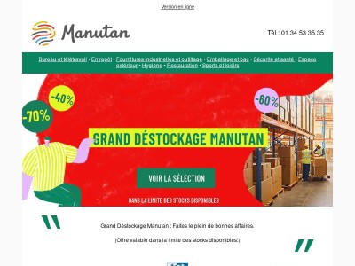 Déstockage Manutan : Jusqu' à -90% sur une sélection produits