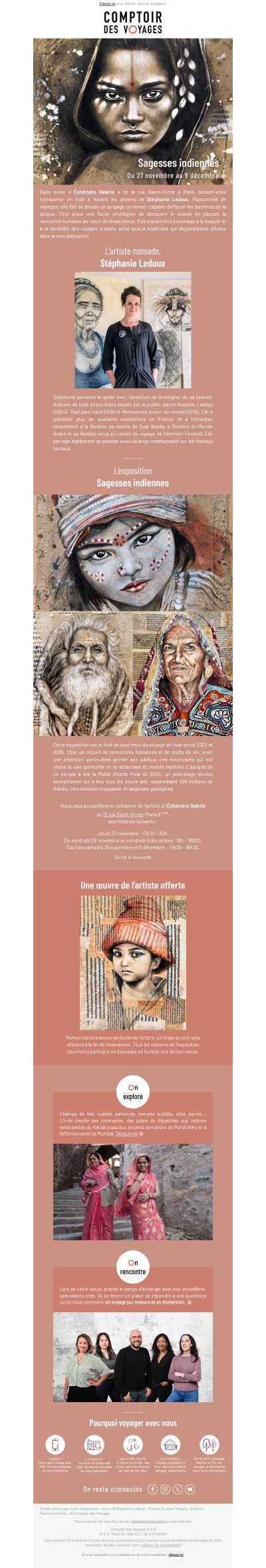 Exposition Sagesses indiennes - Comptoir des Voyages x Stéphanie Ledoux