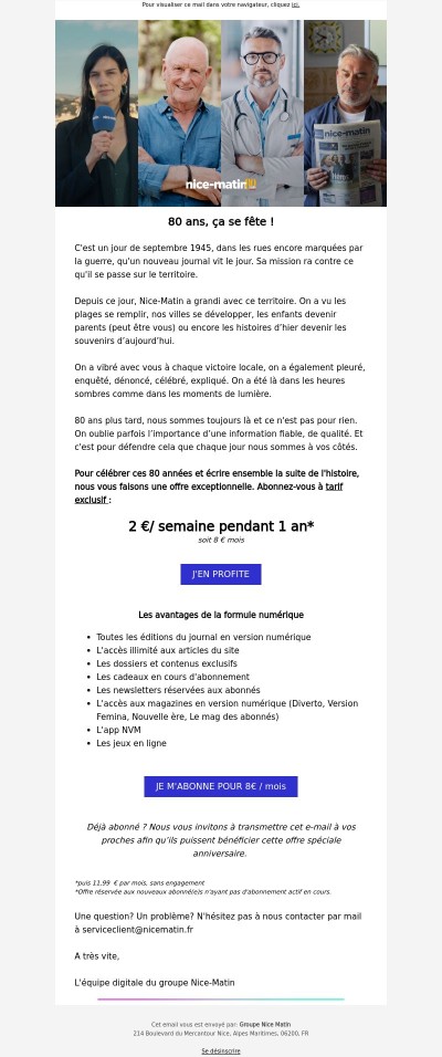 Votre journal à 2 € par semaine 🎁