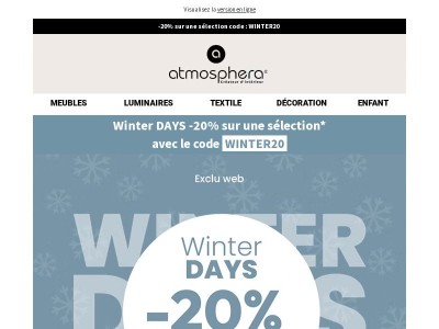 Les winter DAYS continuent : -20% sur une sélection ❄️