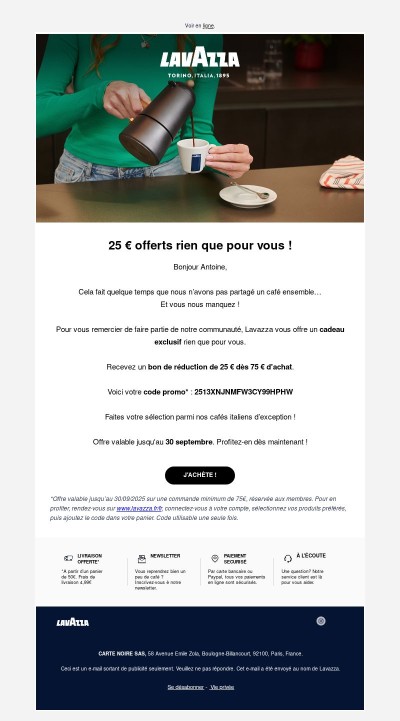25 € offerts pour renouer avec votre rituel café ☕