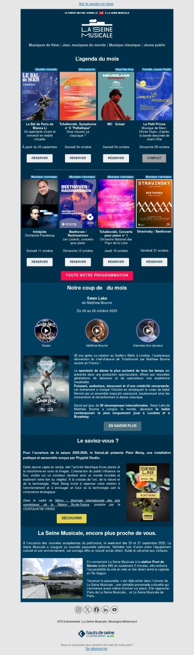 Les spectacles d'octobre à La Seine Musicale ! 📆
