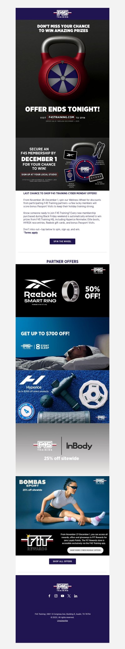 LAST CHANCE! F45 Training Cyber Monday Offers