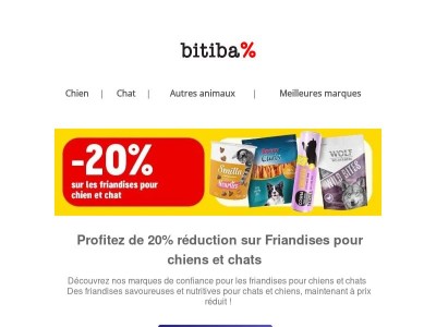 Derniers jours : 🔥20 % de réduction sur les friandises pour chiens et chats