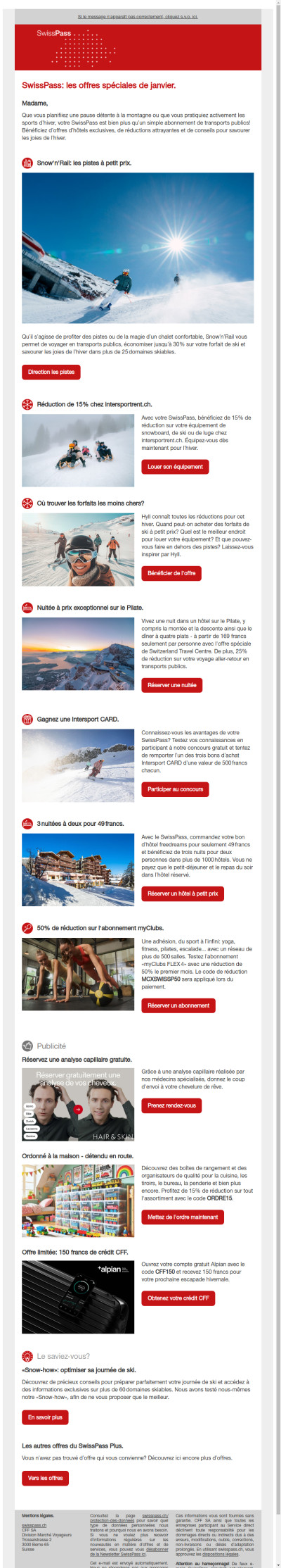 SwissPass: les offres spéciales de janvier.