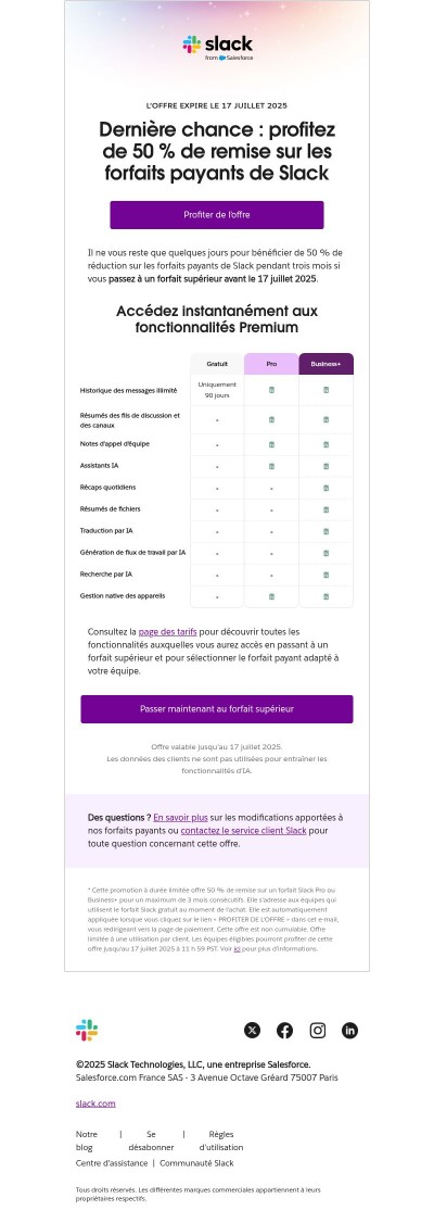 ⏳ À ne pas manquer Obtenez 50 % sur les forfaits payants