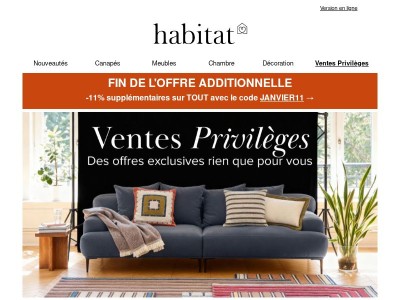 Derniers instants d'accès aux Ventes Privilèges & -11% supplémentaires !