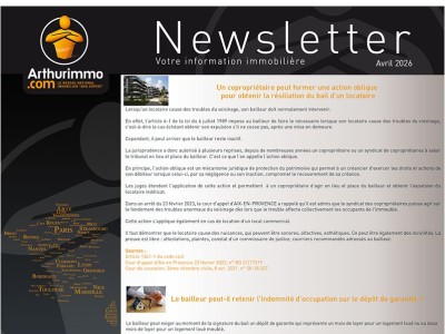 ARTHUIMMO.COM - NEWSLETTER AVRIL 2026