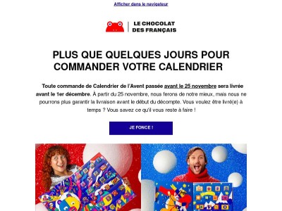Information importante sur les Calendriers de l'Avent