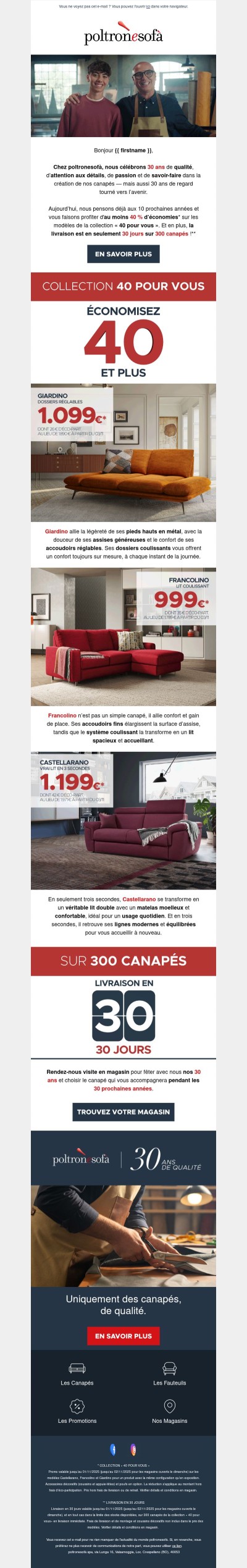 40 % d'économies sur la collection « 40 pour vous ».